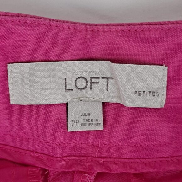 Loft Size 2P Hot Pink Cotton Ankle Length Trousers Front/Back Pockets NWOT - Picture 9 of 12